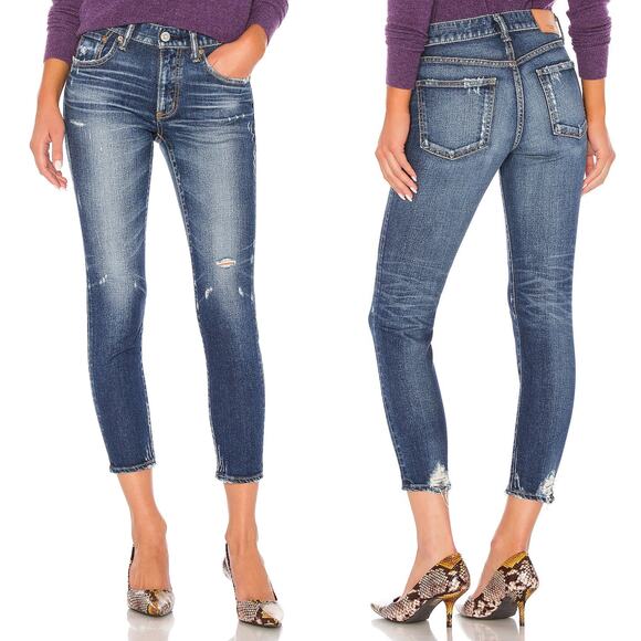 NWOT Moussy MV VELMA‎ SKINNY JEAN DARK BLUE Size 24 Slightly Distressed Classic - Picture 2 of 16